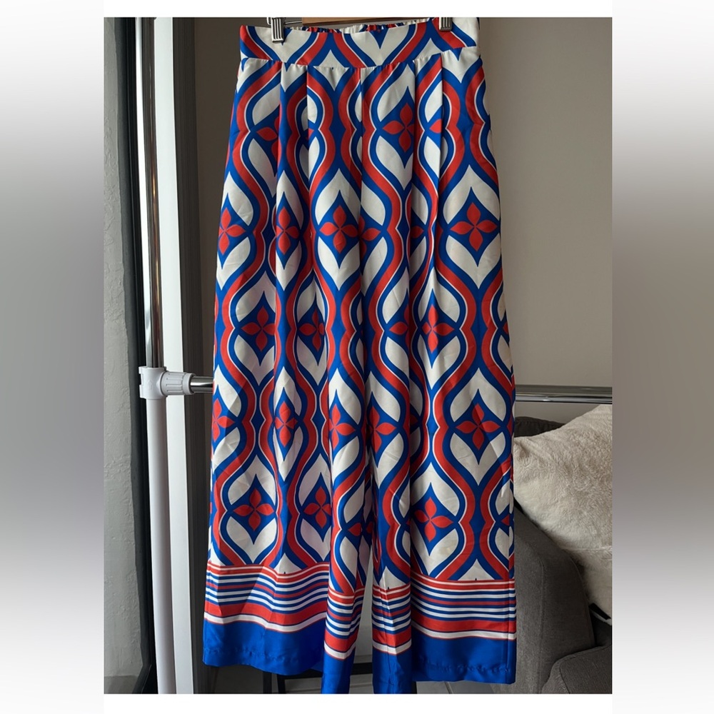 Geometric orange and Blue Women's pants
